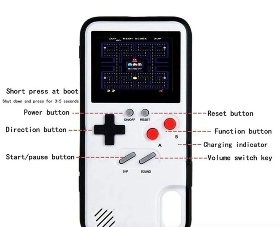 Coque de téléphone en forme console portable  jeux de  rétro gamming pour iPhone